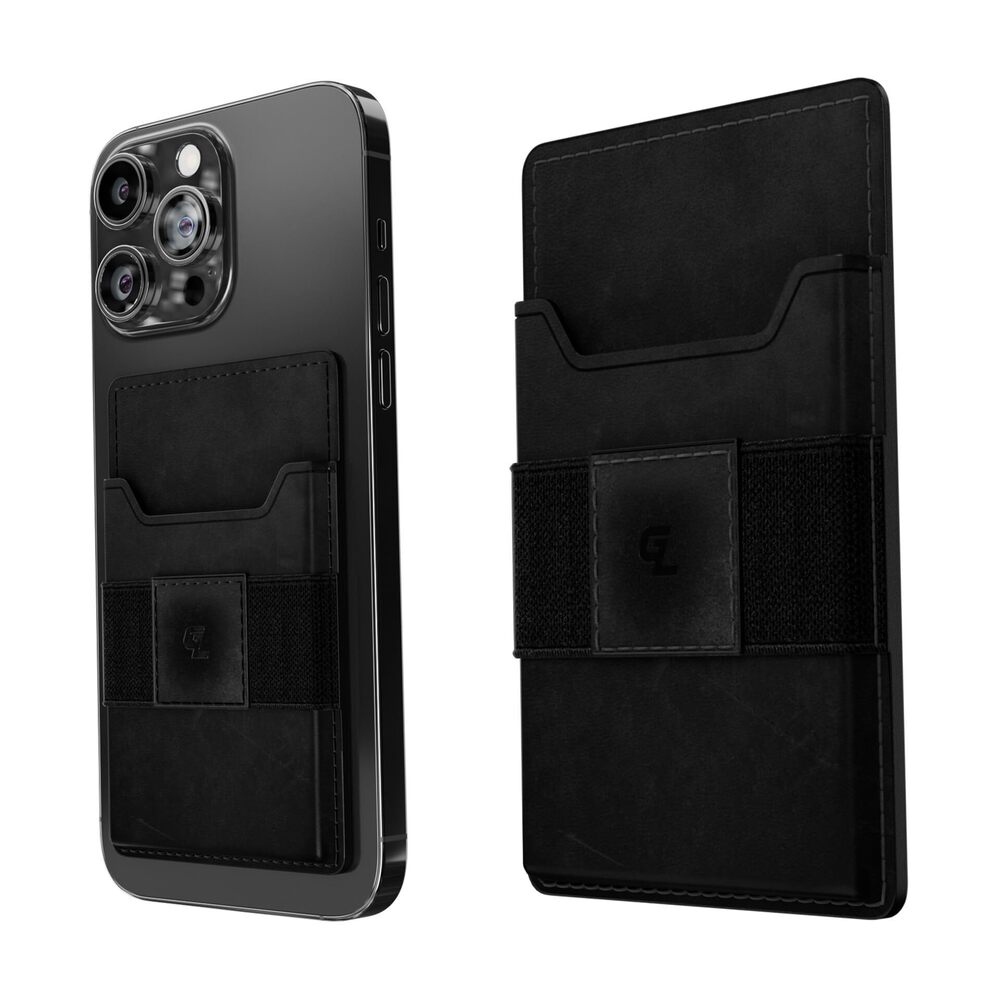 9382 Black Leather Groove Wallet Go - 's Minimalist Interchangeable